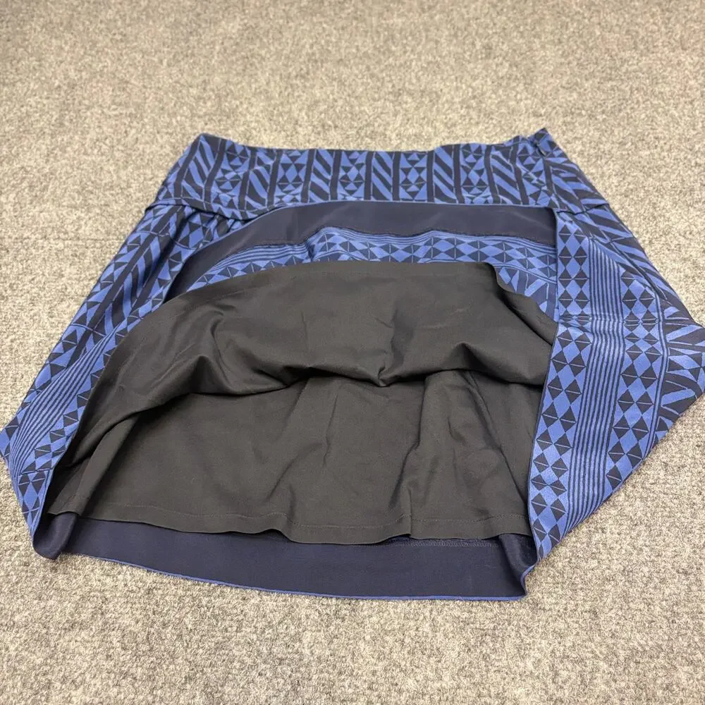 Madewell Silk Mini Skirt Geometric Print Blue Boho Preppy Indie Women’s Size 2